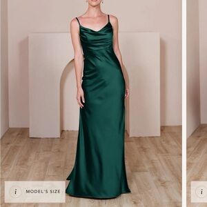 Revelry Skye Emerald Satin Dress